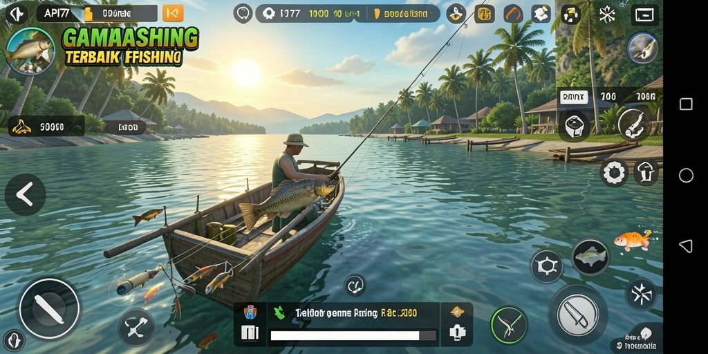 Tampilan gameplay menangkap ikan yang seru dan menarik.