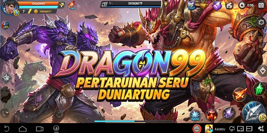 Tampilan gameplay seru di arena pertempuran DRAGON99.