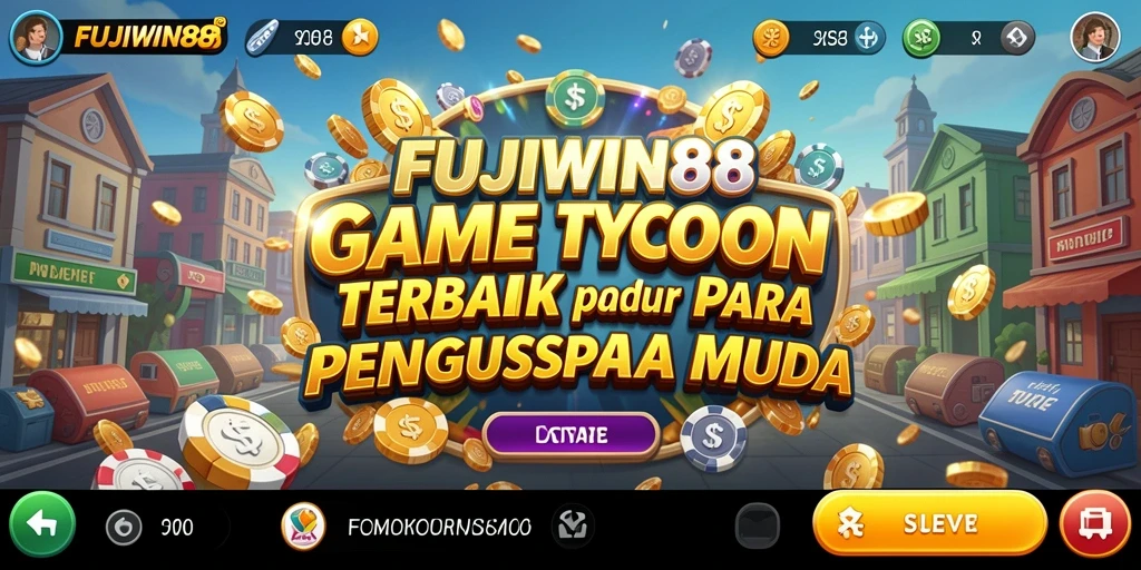 Screenshot utama FUJIWIN88 menampilkan aktivitas pengelolaan bisnis Tycoon.