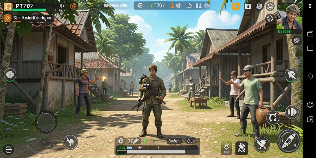 Tampilan gameplay PT707 dengan karakter dan rumah yang imersif.