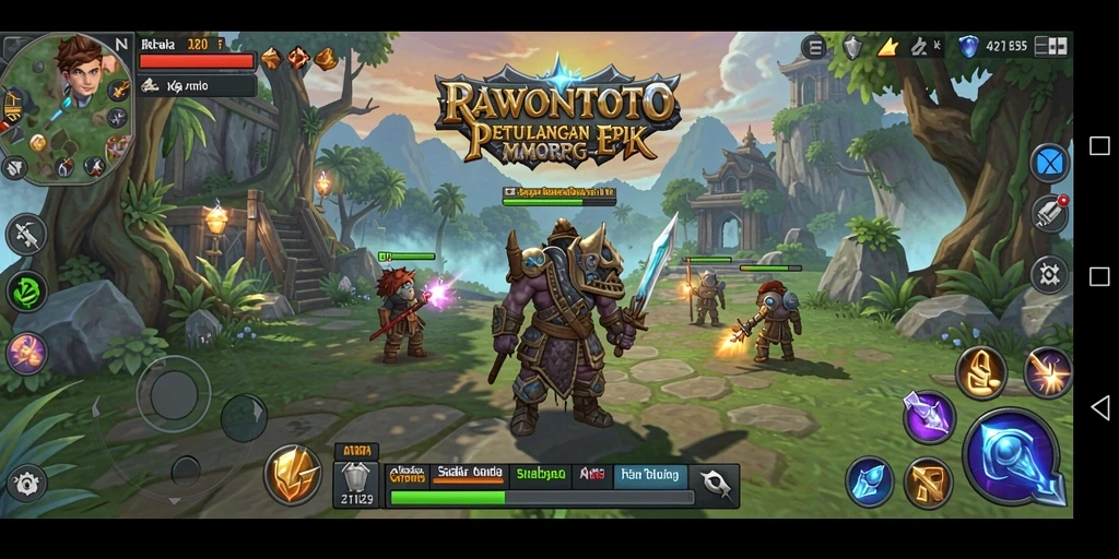 Tampilan gameplay seru di dunia <strong>RAWONTOTO</strong> yang luas.