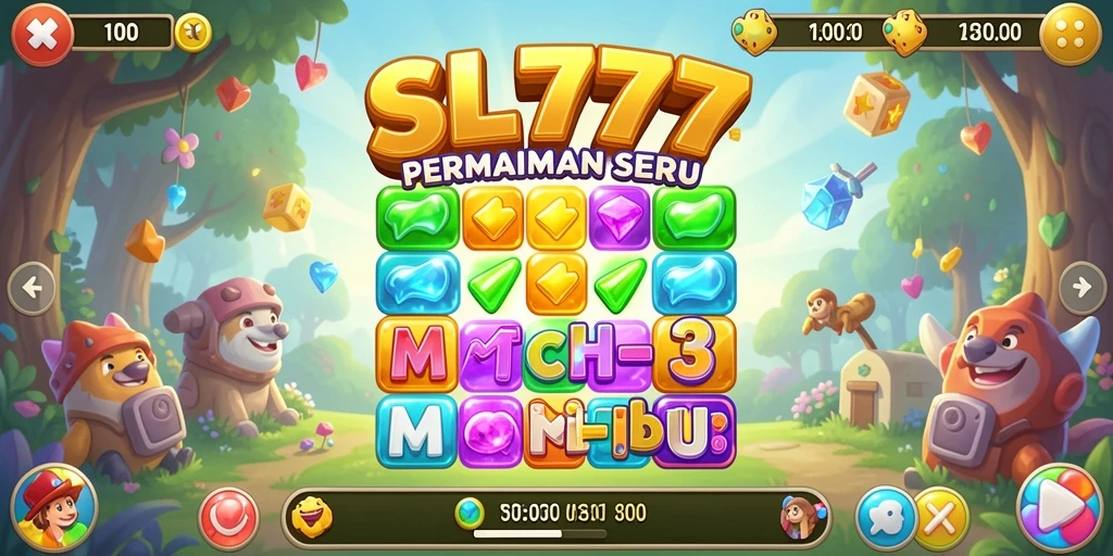 Tampilan gameplay seru dari game Match-3 SL777.
