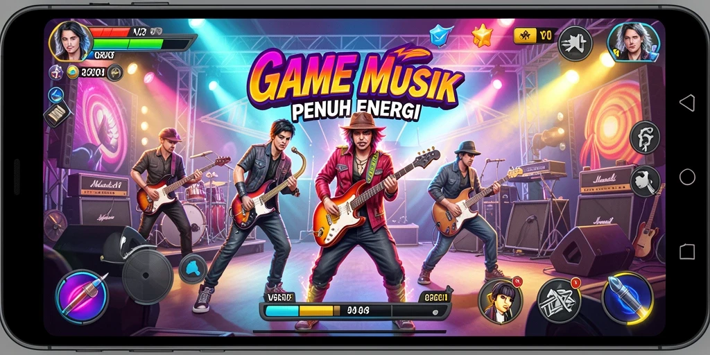 Tampilan gameplay V21 yang menarik dan interaktif dengan irama musik.