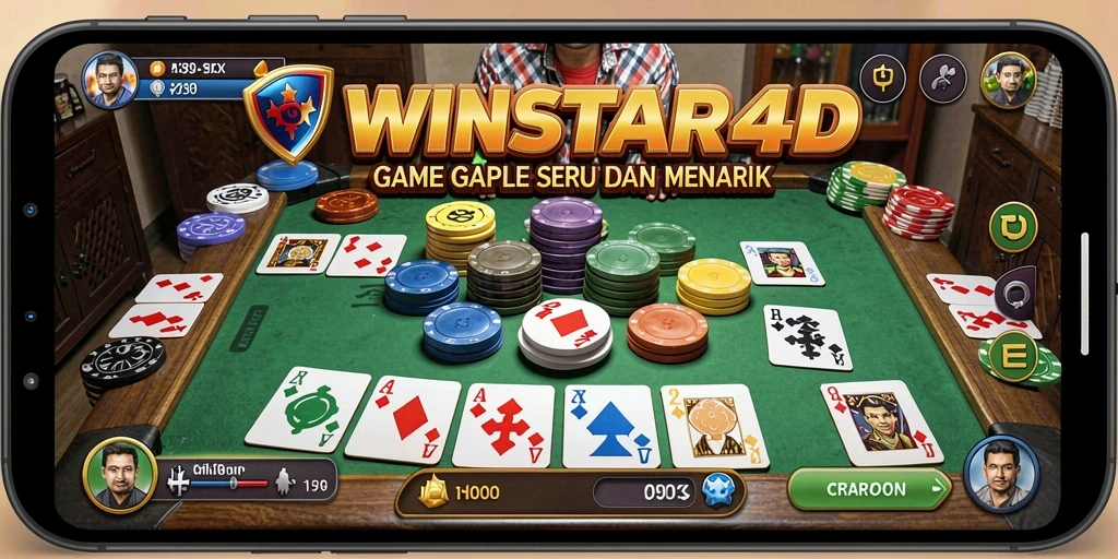 Tampilan gameplay Gaple yang seru di WINSTAR4D.